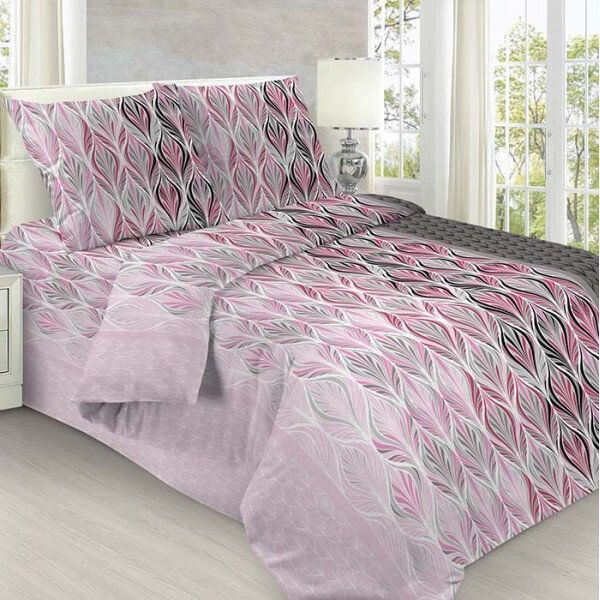 Комплект постельного белья из поплина КОНТРАСТ  розовый