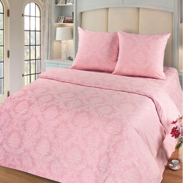 Комплект постельного белья из поплина  жаккард АГАТ розовый