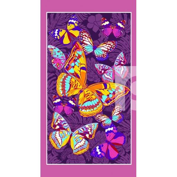 Пляжное вафельное полотенце Бабочки, фиолетовый